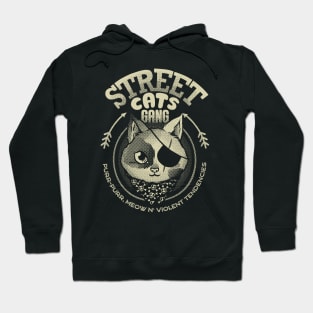 Street Cats Gang Purr Purr Meow and Violent Tendencies Black and White Hoodie